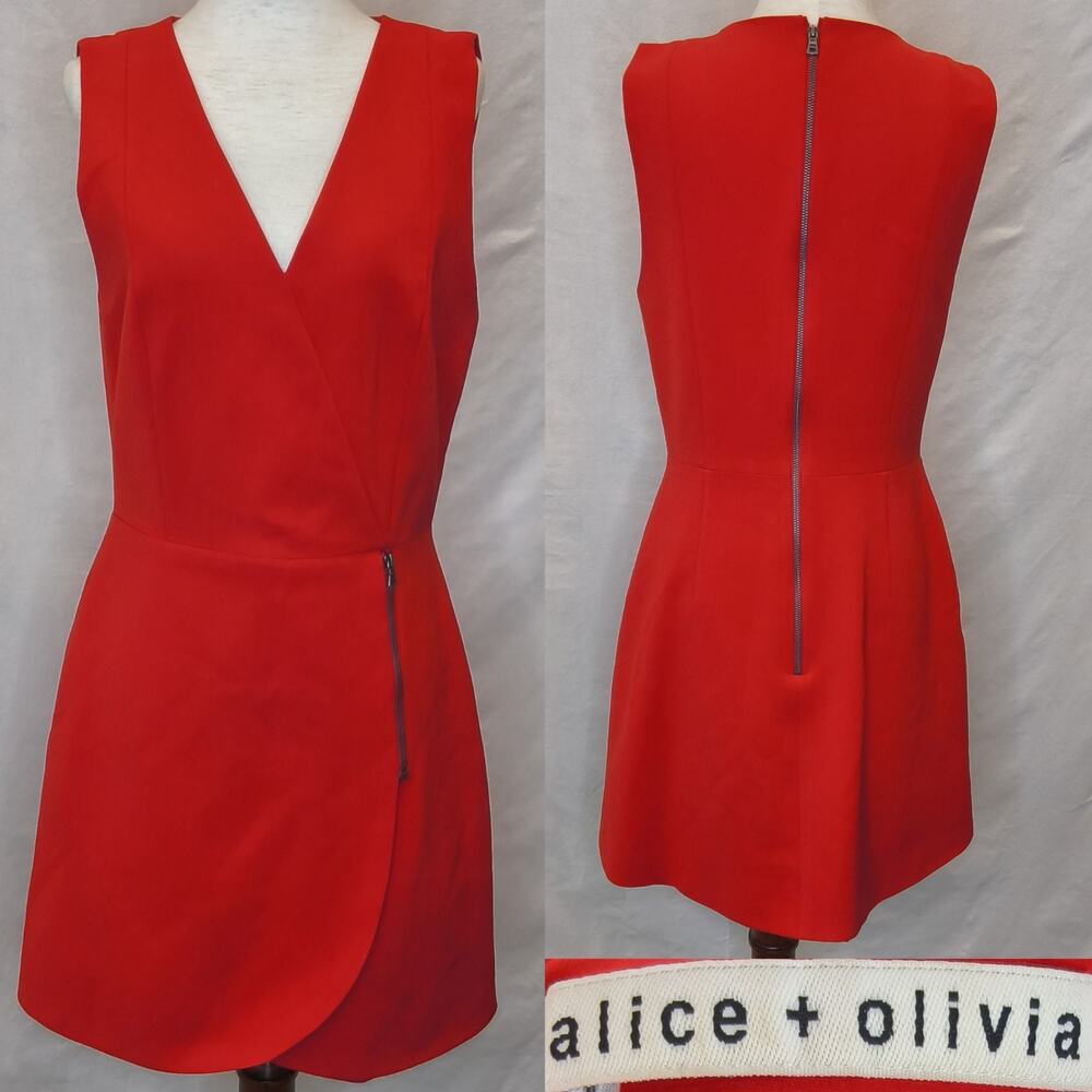 Alice & Olive Short Dress Womens 10 Red Zipper Accent Sleeveless Business #W5581
